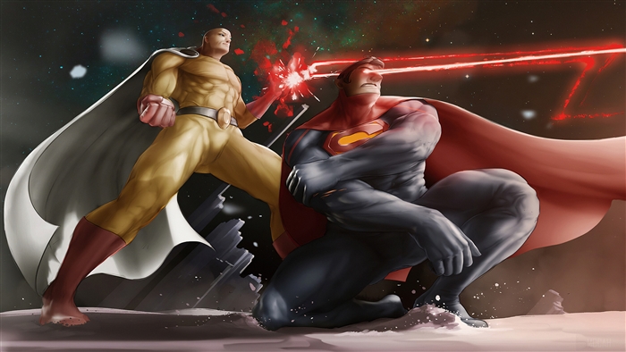 Saitama and Superman Art 4K