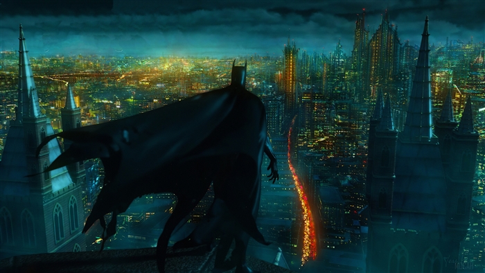 Batman Watches Over a Futuristic City 4K