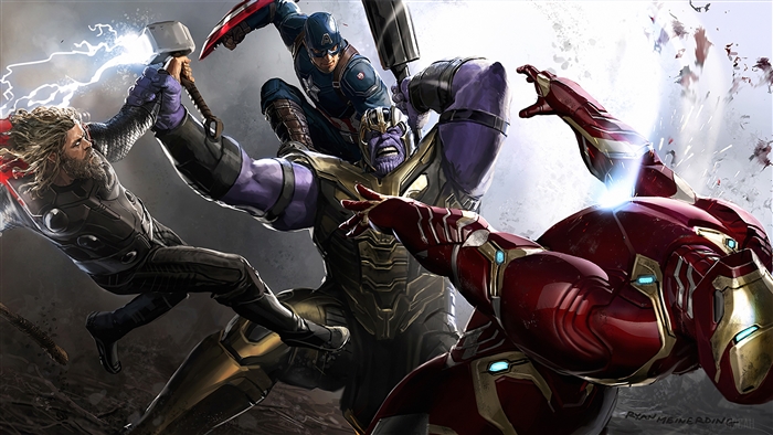 Thor, Captain America, Iron Man vs. Thanos 4K