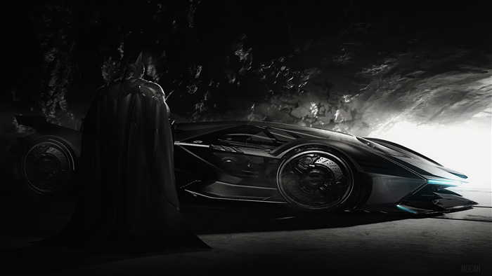 Batman with Batmobile in cave 4K