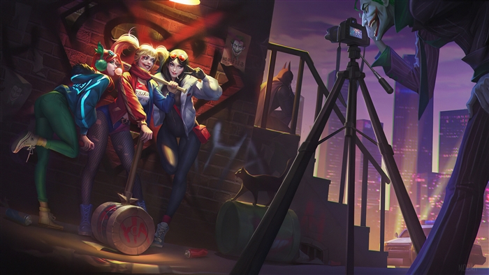 Harley Quinn and Friends with Joker Art 4K