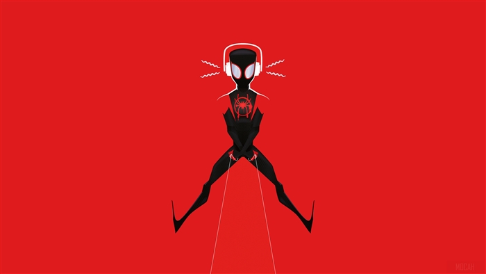 Miles Morales from Spiderman listening to music 4K