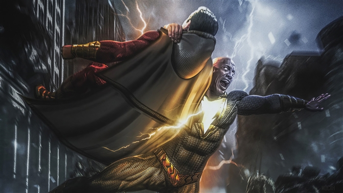 Black Adam and Shazam fighting in 4K