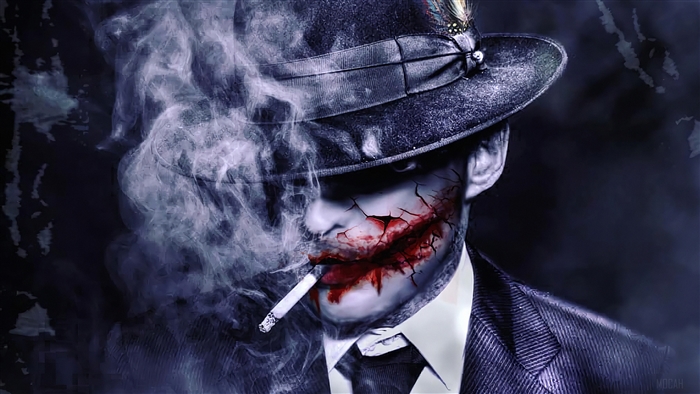 Joker Smoking in Dark 4K Art