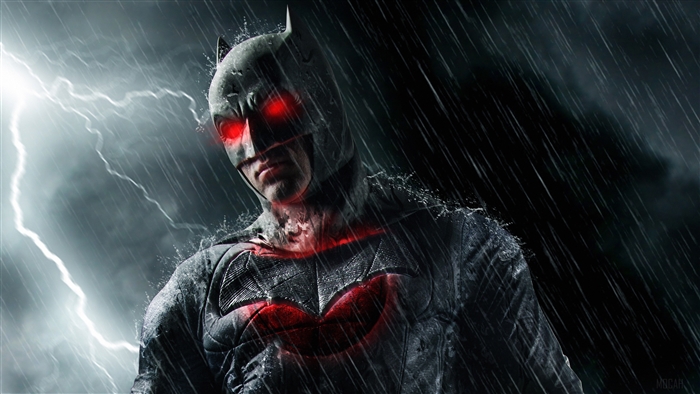 Batman with Red Eyes in the Rain 4K