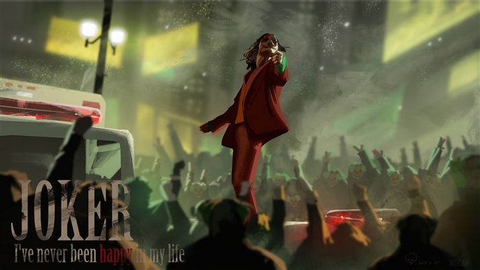Joker from Joker movie with crowd