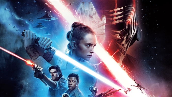 Rey and Kylo Ren from Star Wars The Rise Of Skywalker 4K