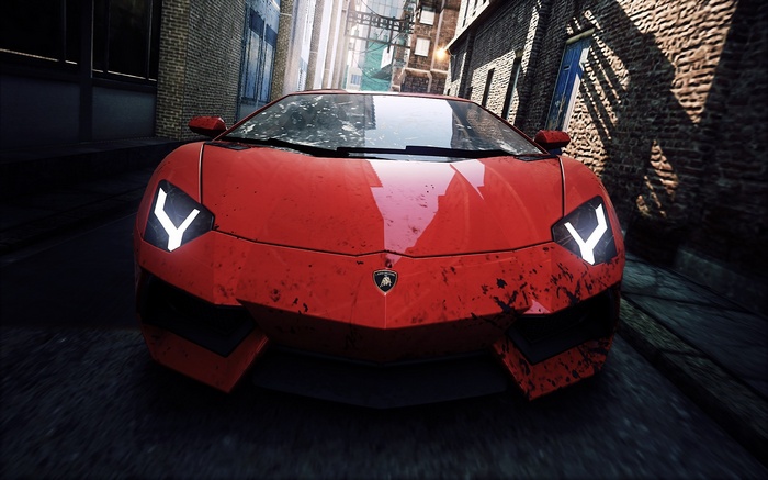 Red Lamborghini Aventador Speed on Urban Street