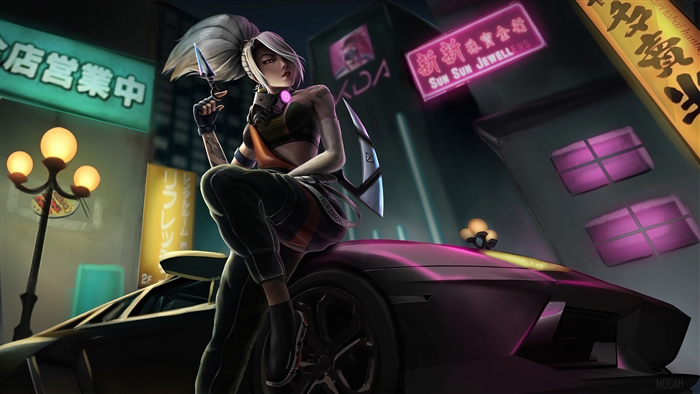 Akali from KDA with a Lamborghini 4K
