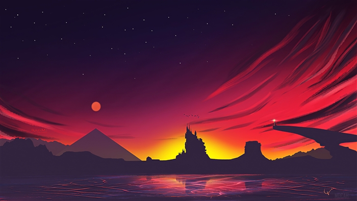 Minimal Sunset Landscape