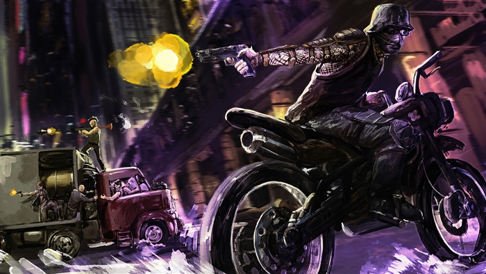Bikers and Thieves in a City Chase 4K
