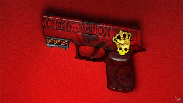 Red Skull Gun with Crown and StatTrak