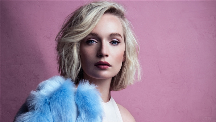 Blonde Model with Blue Fur
