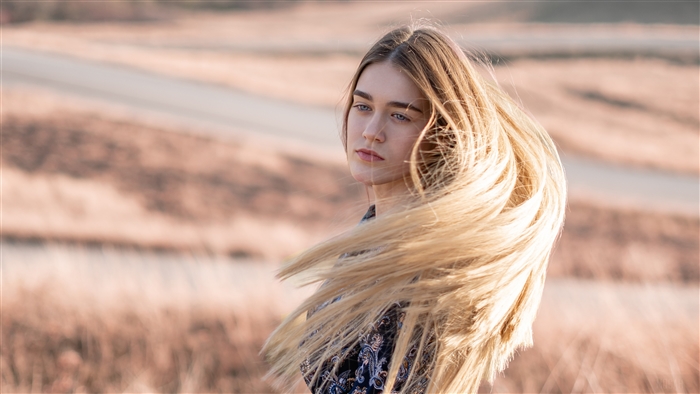 Blonde Girl with Hair in Air 4K