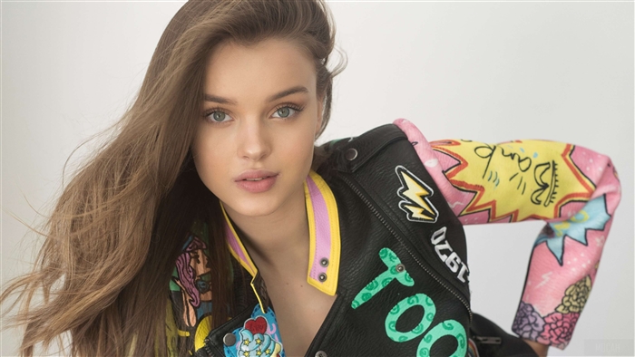 Model wearing a custom painted jacket