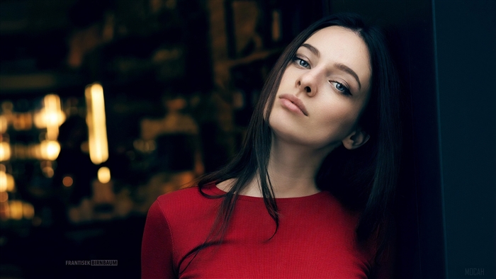Girl in Red Top Looking at Viewer 4K