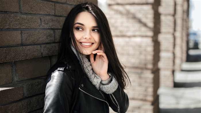 Cute Model with Black Hair Smiling 4K