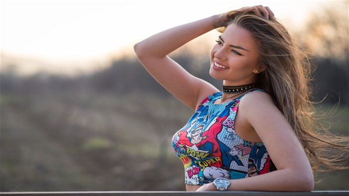 Smiling Girl with Hands in Hair 4K