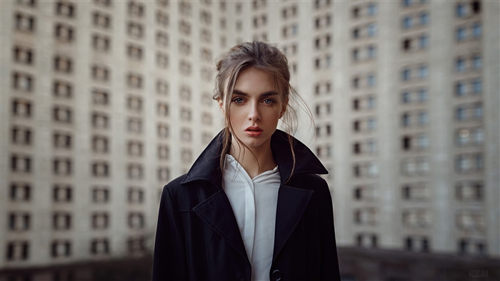 Model Portrait with Building Background 4K