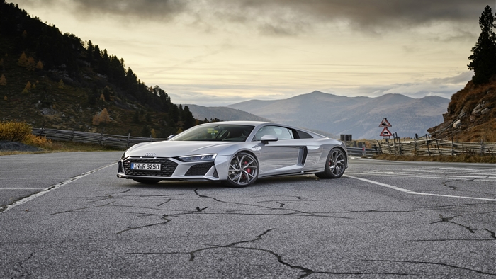 Silver Audi R8 V10 RWD Coupe 2019 4K