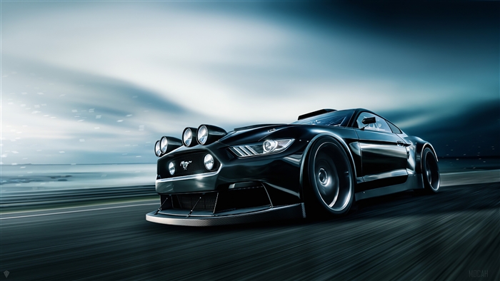 Black Ford Mustang Rally Car 4K