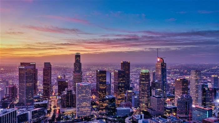 Downtown Los Angeles Skyline at Dusk 4K
