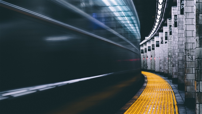 Subway train in motion, long exposure, 4K