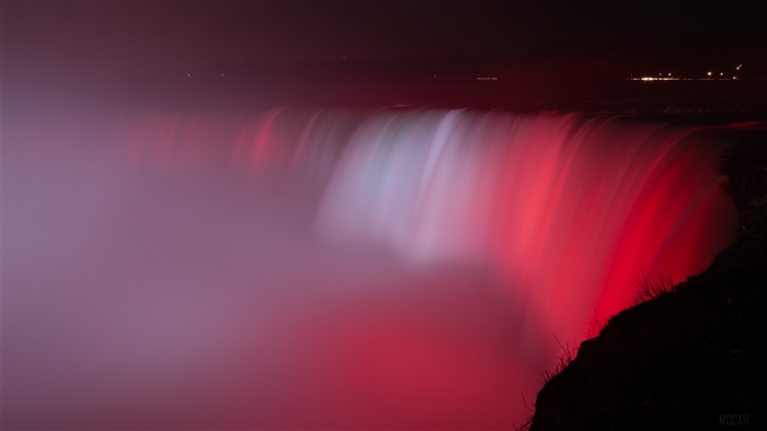 Niagara Falls Waterfall Red Backlight