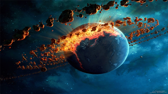 Asteroid Belt Revolving Around Exploding Planet 4K