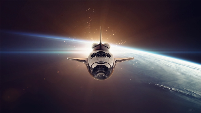 Space Shuttle approaching Earth