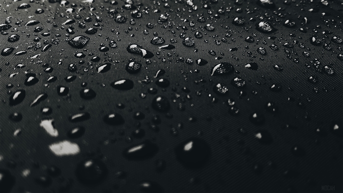 Water Drops On Black Surface