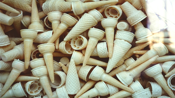 Pile of empty ice cream cones