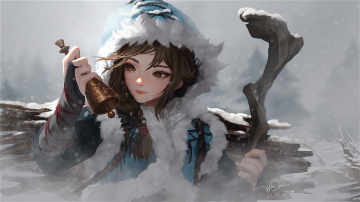 Girl with Bells in Snow 4K