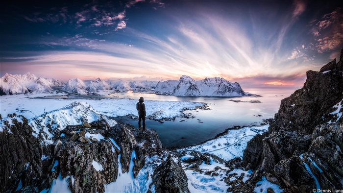 Man Standing at Lofoten Norway 4K