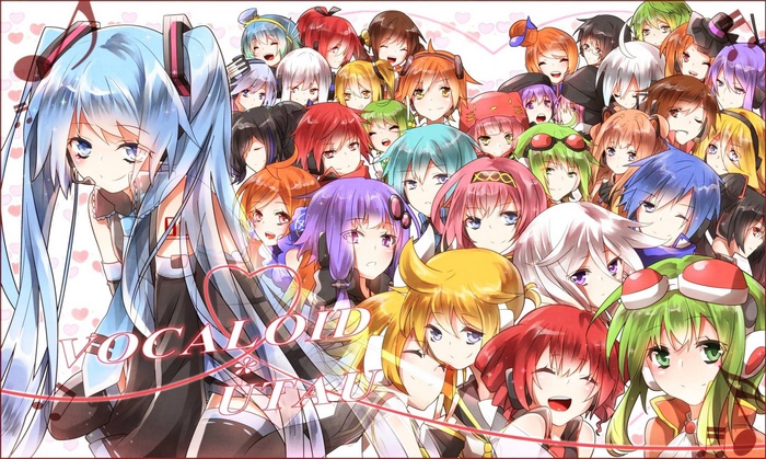 Vocaloid and Utau characters group illustration
