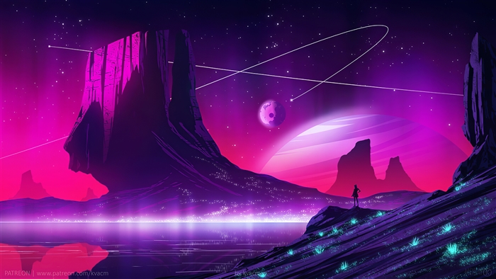 Dreamy Pink Planetary Landscape in 4K