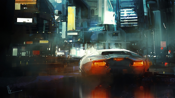 Neon Lamborghini Driver