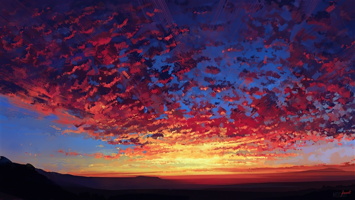 Red Sky Autumn Clouds 4K