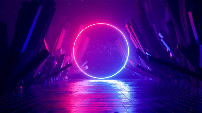 Neon Circle in Crystal Cave 4K