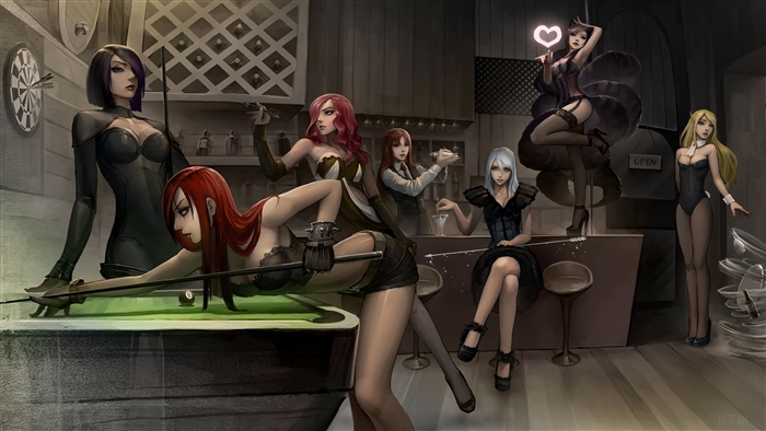 League of Legends Girls in a Bar 4K