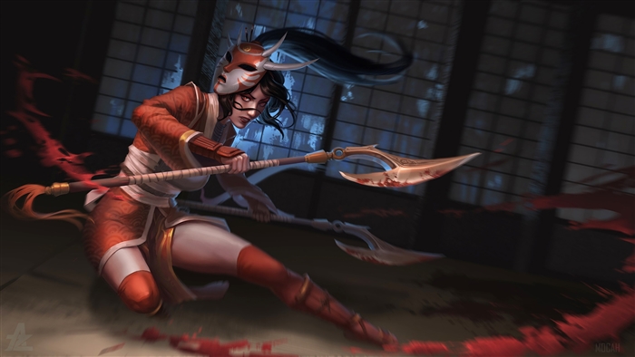 Akali from League of Legends Blood Moon 4K