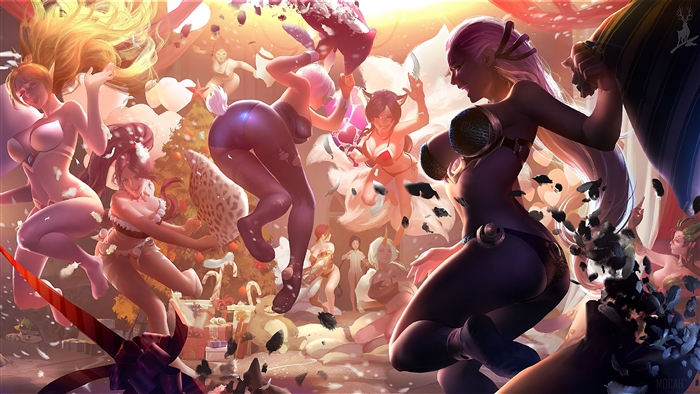 League of Legends Girls Pillow Fight 4K