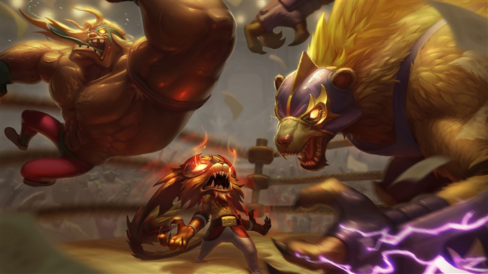 El Macho Mundo, El Rayo Volibear, and El Leon Gnar from League of Legends 4K