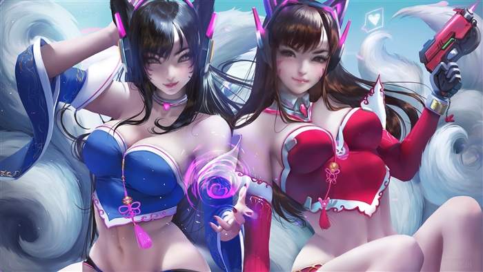 Ahri from LoL and D.Va from Overwatch 4K
