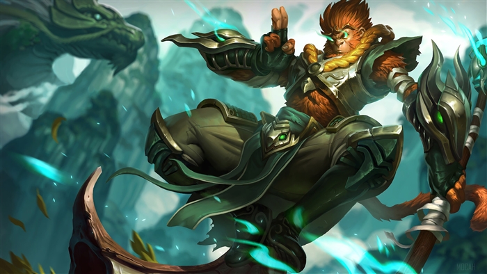 Jade Dragon Wukong from League of Legends 4K