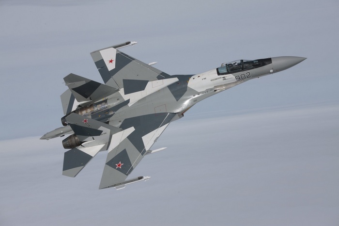 Russian Sukhoi Su-35 fighter jet in flight