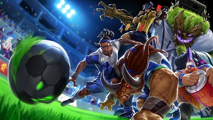 Soccer characters from League of Legends 4K