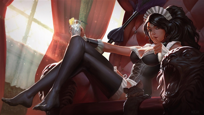 French Maid Nidalee from League of Legends 4K