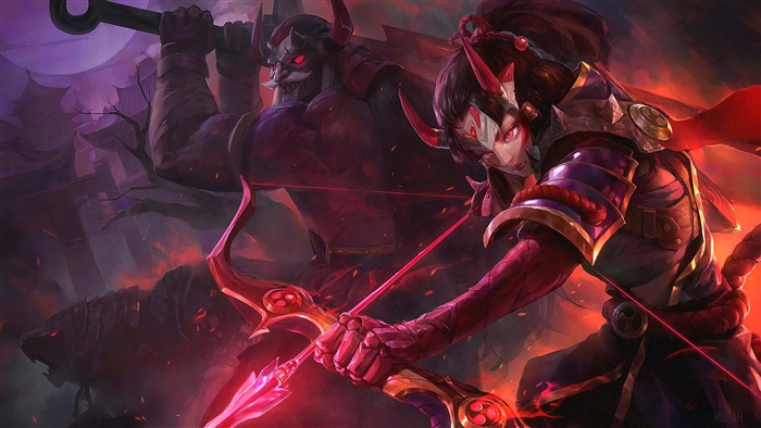Blood Moon Ashe and Tryndamere from League of Legends 4K