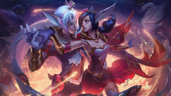 Sweetheart Xayah and Rakan from League of Legends 4K